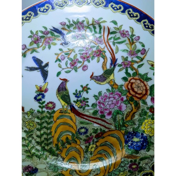 Antique Vintage Chinese Porcelain Plate Bird Peacock Hand Painted Early 1900s - Picture 2 of 5